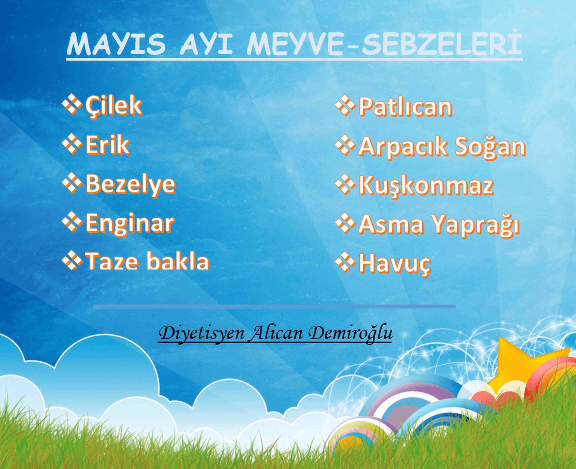 Mayıs ayı Sebze Meyveleri